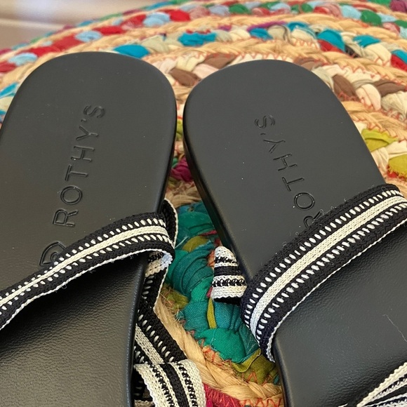 Rothy’s Black Sandals with Striped Accents - Picture 2 of 3
